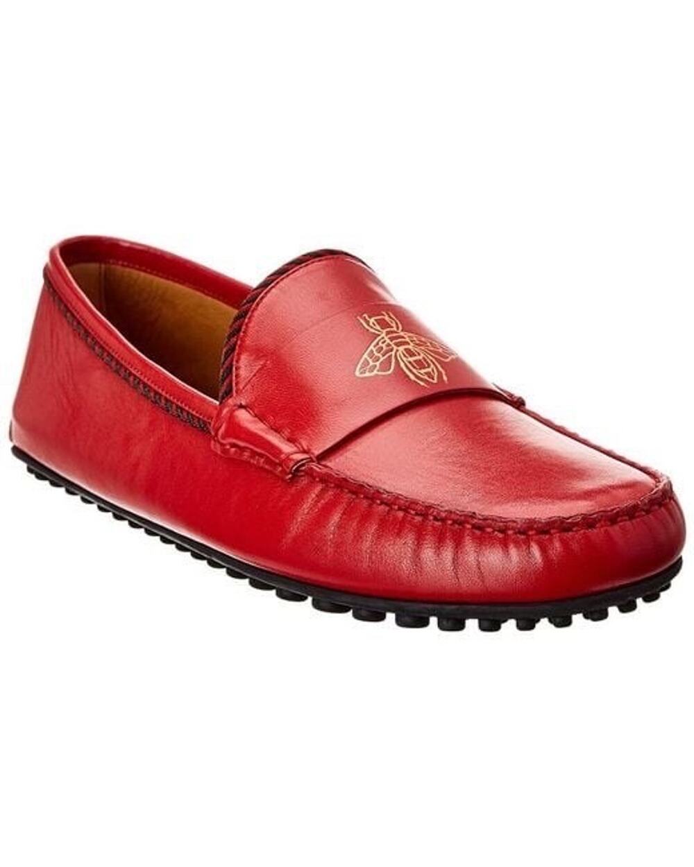 NIB Gucci Kanye Web Trim Red Leather Bee Detail Drivers Size 6.5EU/7.5US $620.00